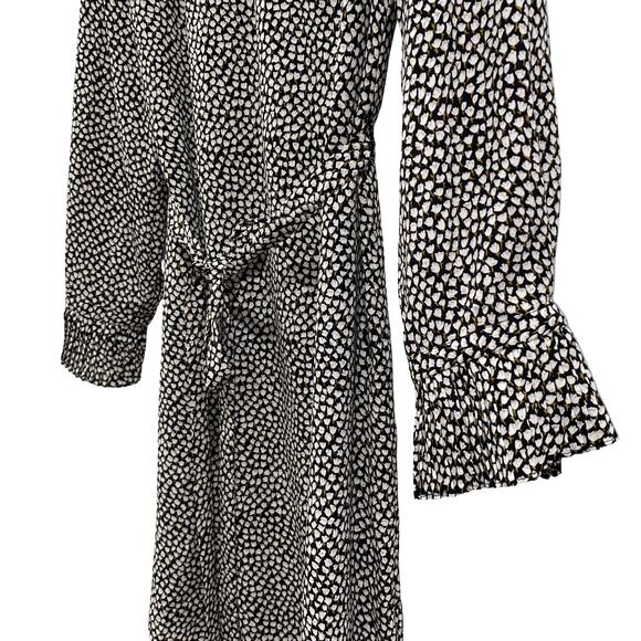 LOFT Black Blouson Dress White Floral long sleeves size S Petite NWT - Picture 8 of 9